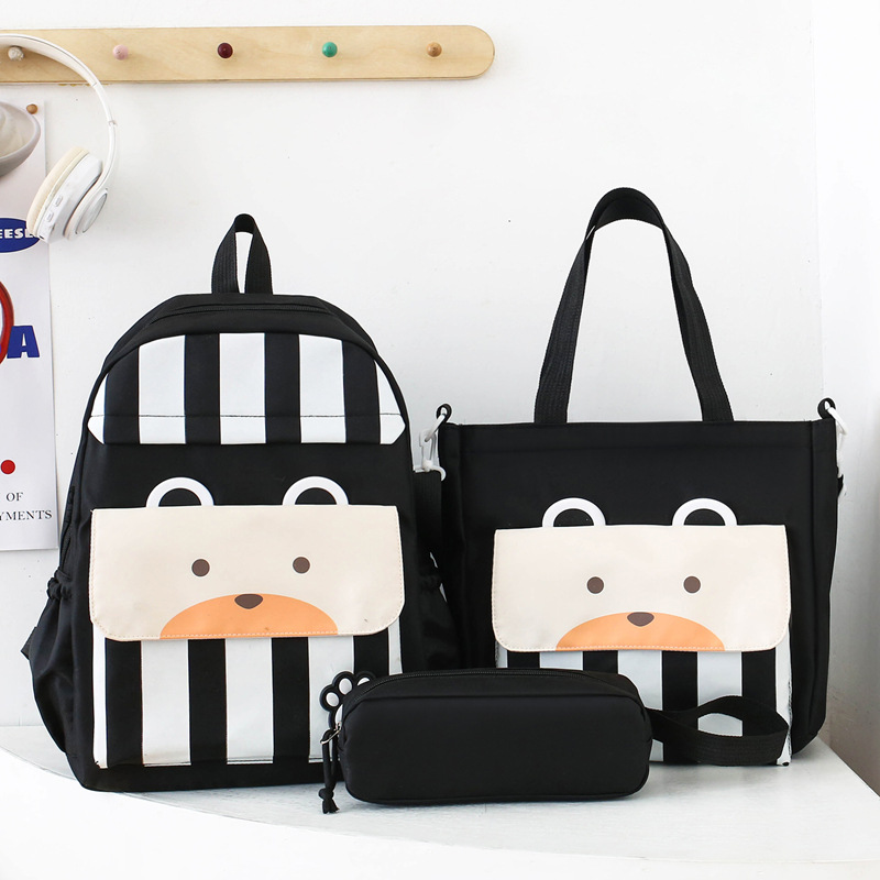 Ensemble de sacs d’école Kawai pour adolescents 3Pcs Ours – محفظة 3 قطع كاواي - Image 3