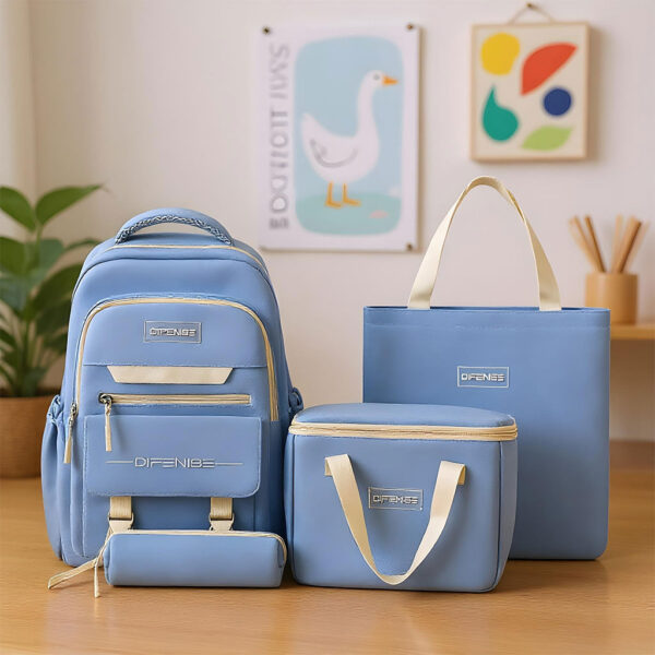 Ensemble de sac à dos kawaii 4Pcs avec porte manger isotherme noir – طقم محفظة مع حقيبة حفظ الطعام - Image 1