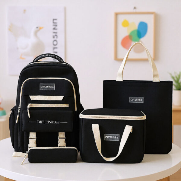 Ensemble de sac à dos kawaii 4Pcs avec porte manger isotherme noir – طقم محفظة مع حقيبة حفظ الطعام - Image 3