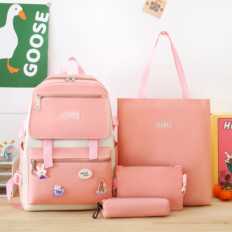 Ensemble de sacs d’école Kawai pour adolescents 4Pcs CLBD V1 Rose – محفظة 4 قطع كاواي - Image 2