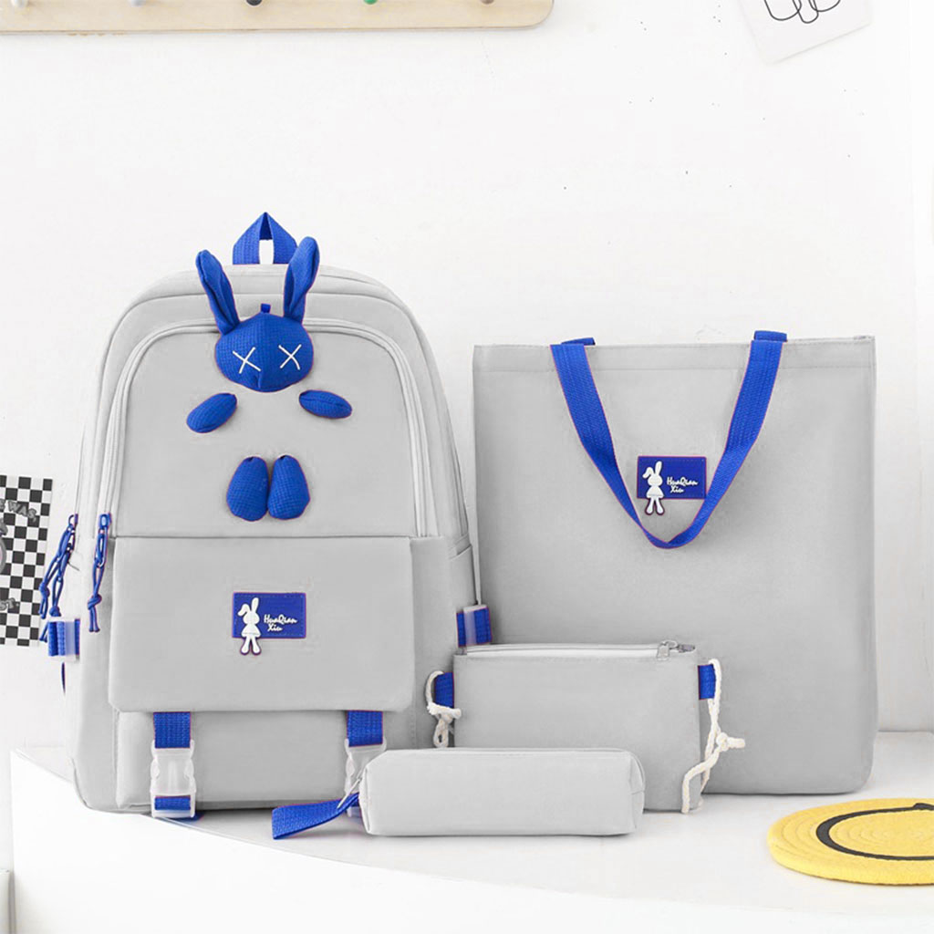 Ensemble de sacs d’école Kawai pour adolescents 4Pcs Lapin X Blanc – محفظة 4 قطع كاواي - Image 3
