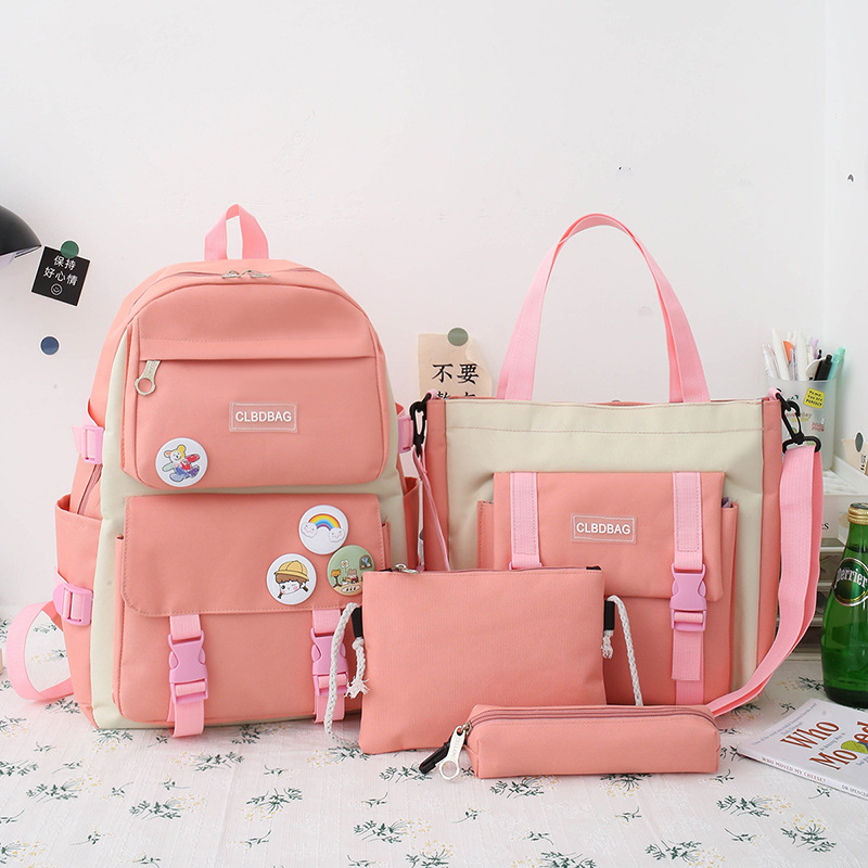 Ensemble de sacs d’école Kawai pour adolescents 4Pcs HAOLIDA V2 Rose – محفظة 4 قطع كاواي - Image 4