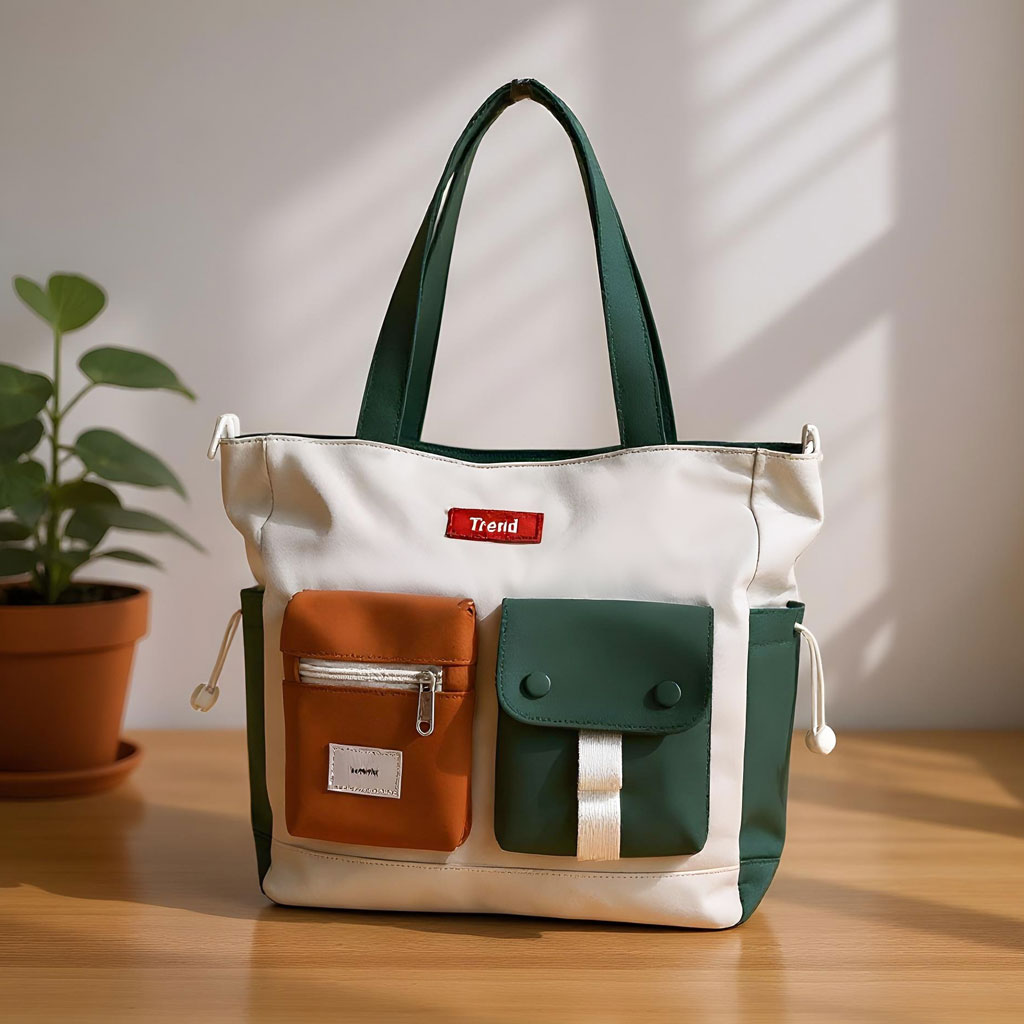 Sac Fourre-Tout Trend Style Coréen Pratique et Moderne Bleu – حقيبة يد من قماش متعددة الجيوب - Image 2