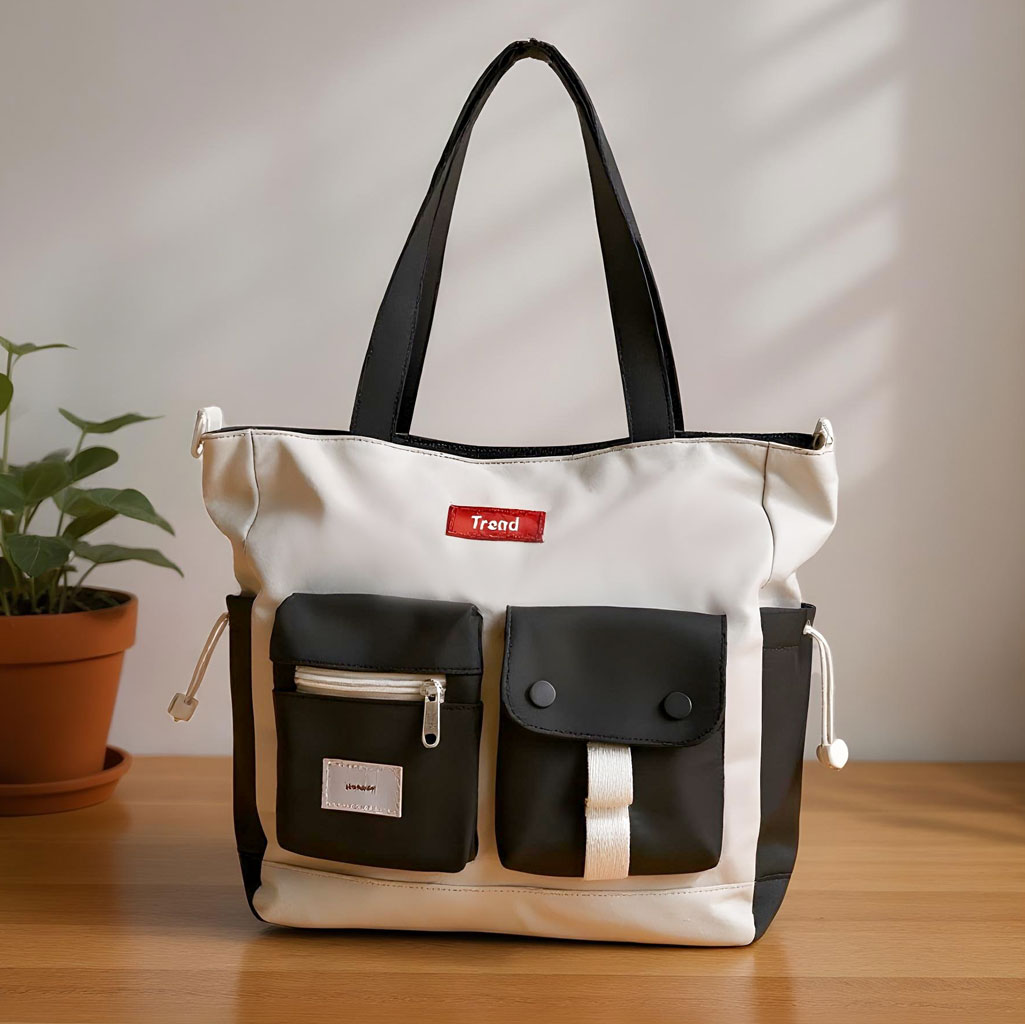 Sac Fourre-Tout Trend Style Coréen Pratique et Moderne Bleu – حقيبة يد من قماش متعددة الجيوب - Image 3