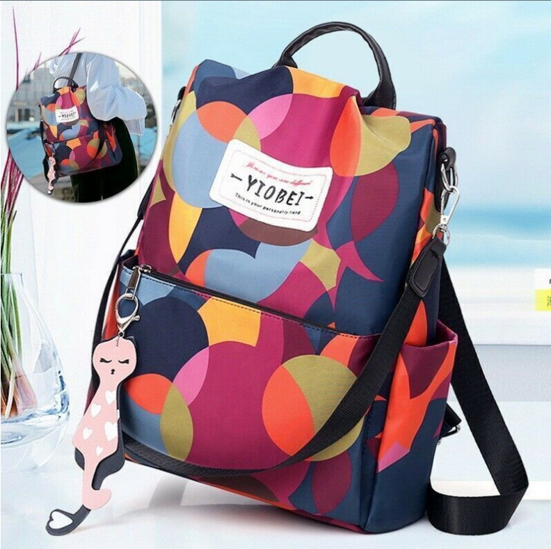 Sac à dos oxford Antivol étanche pour femmes – multicouleur – حقيبة ظهر أكسفورد مقاومة للماء ومضادة للسرقة للنساء - Image 2
