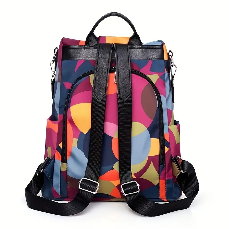 Sac à dos oxford Antivol étanche pour femmes – multicouleur – حقيبة ظهر أكسفورد مقاومة للماء ومضادة للسرقة للنساء - Image 5
