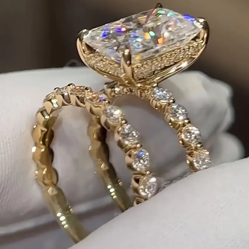 خاتم ملكة الحب المرصع بالأحجار اللامعة- Bague 2en 1 Reine d’Amour - Image 1