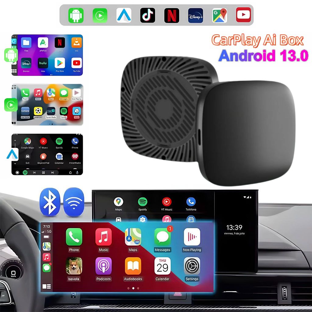  Box CarPlay Sans Fil Android 13 pour Voiture Stockage 32GB + 2GB RAM - Image 1