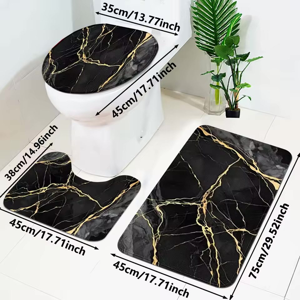Tapis salle de bain 3 pièces marbré  - Image 3