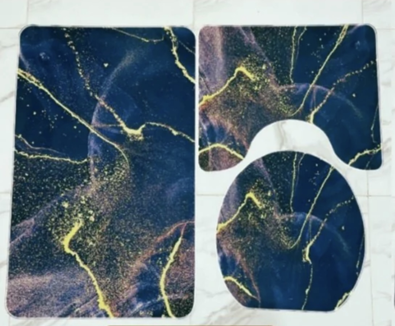 Tapis salle de bain 3 pièces marbré  - Image 5